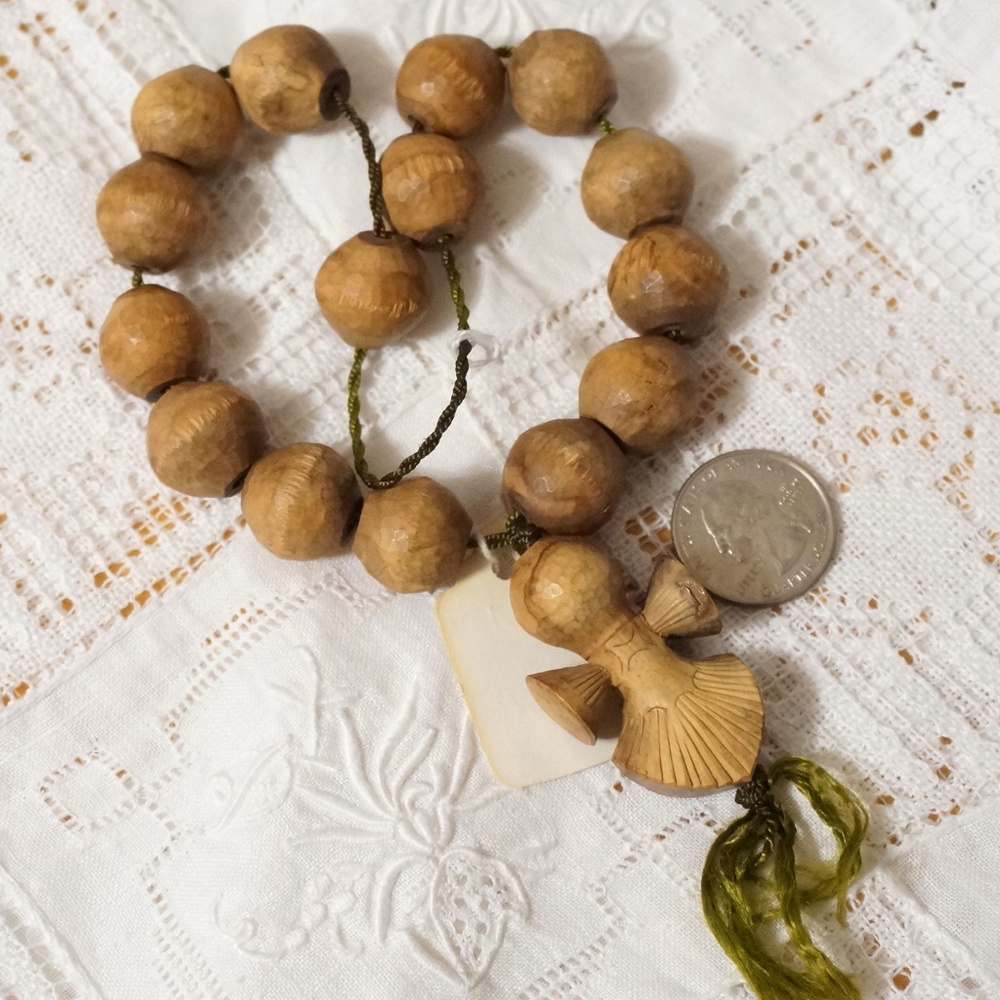 Vintage Israeli Carved Olive Wood Prayer Beads